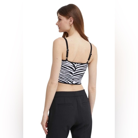 NEW, Michael Kors, Zebra Jacquard Cropped Cami Top, Medium, Black, White - Picture 4 of 12